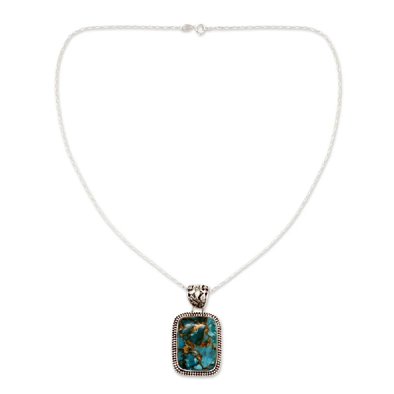 Vintage locket necklaces-Handmade Sterling Silver 'Delhi Blue' Turquoise Necklace (India)