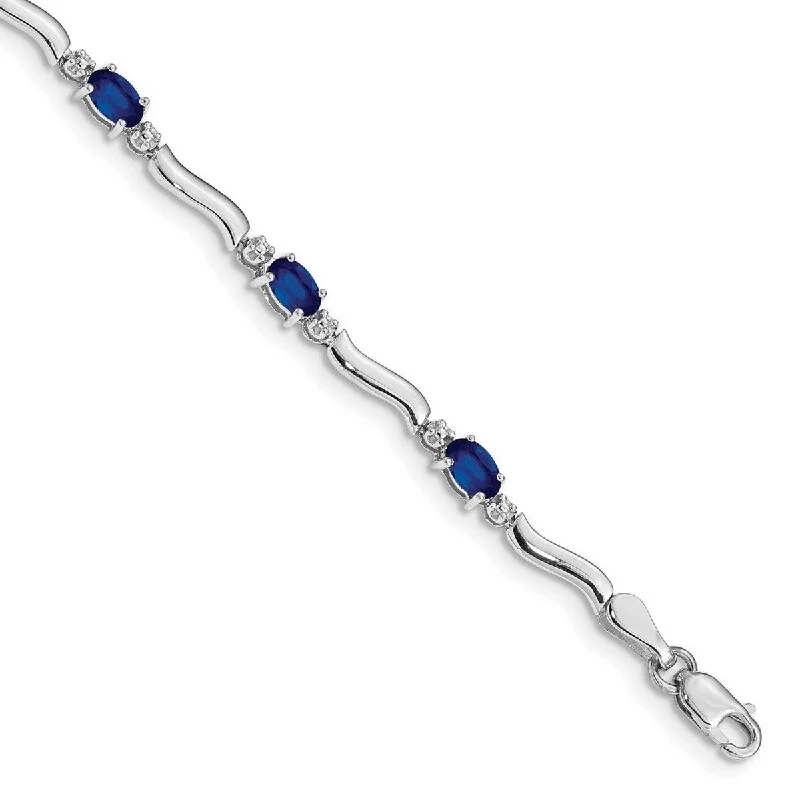 Cotton cord bangles-Curata 14k White Gold Diamond and Sapphire Bracelet