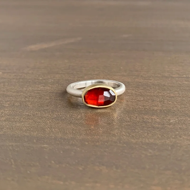 Oval Rose Cut Garnet Ring