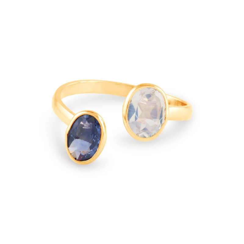 Gemstone Oval Ring In 18K Yellow Gold