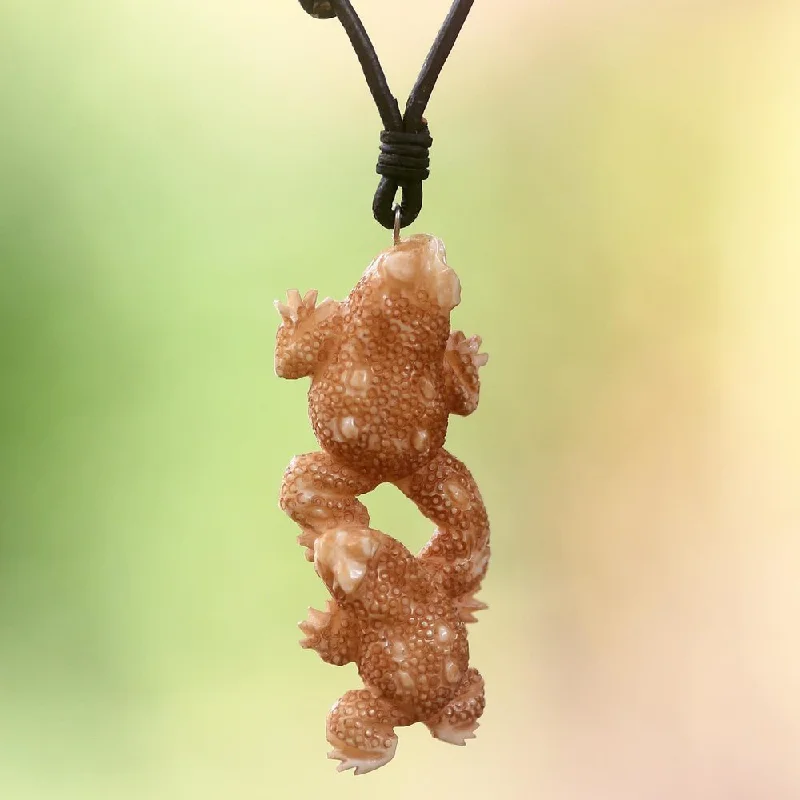 Thin silk necklaces-Handmade Leather 'Happy Toads' Necklace (Indonesia)