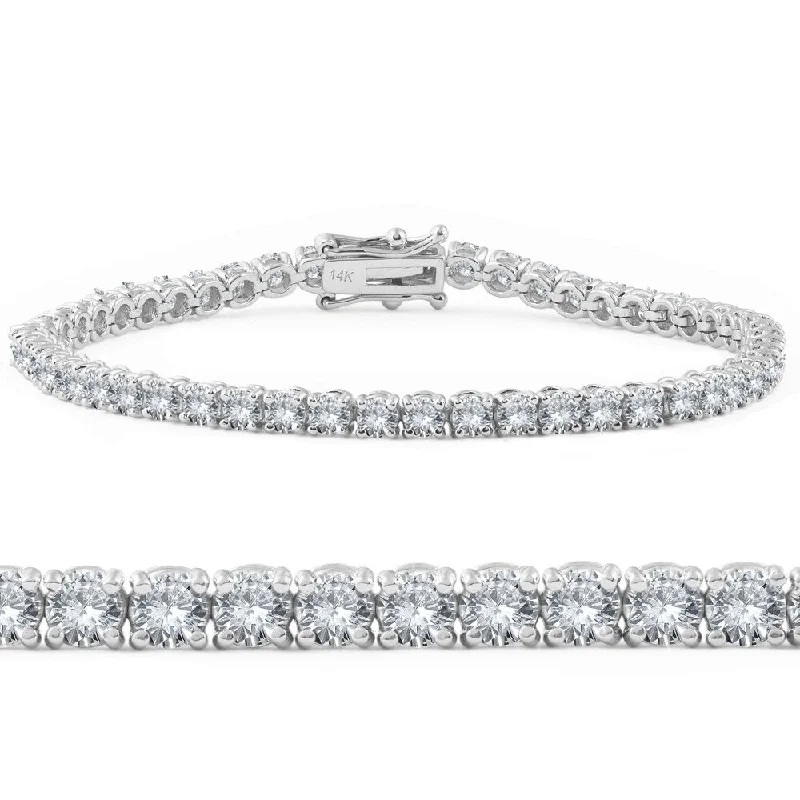 Hand-polished bangles-6ct EX3 Lab Grown Diamond Tennis Bracelet 18K White Gold 7 Inches