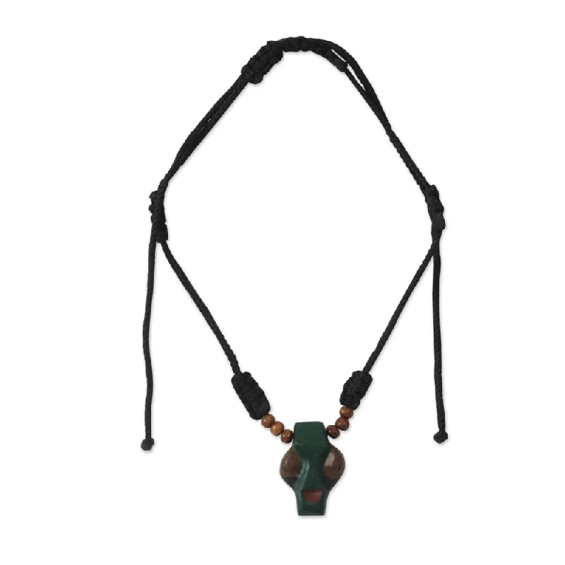 Woven tribal necklaces-Handmade Ofram Wood Men's 'Papa Adam' Pendant Necklace (Ghana)