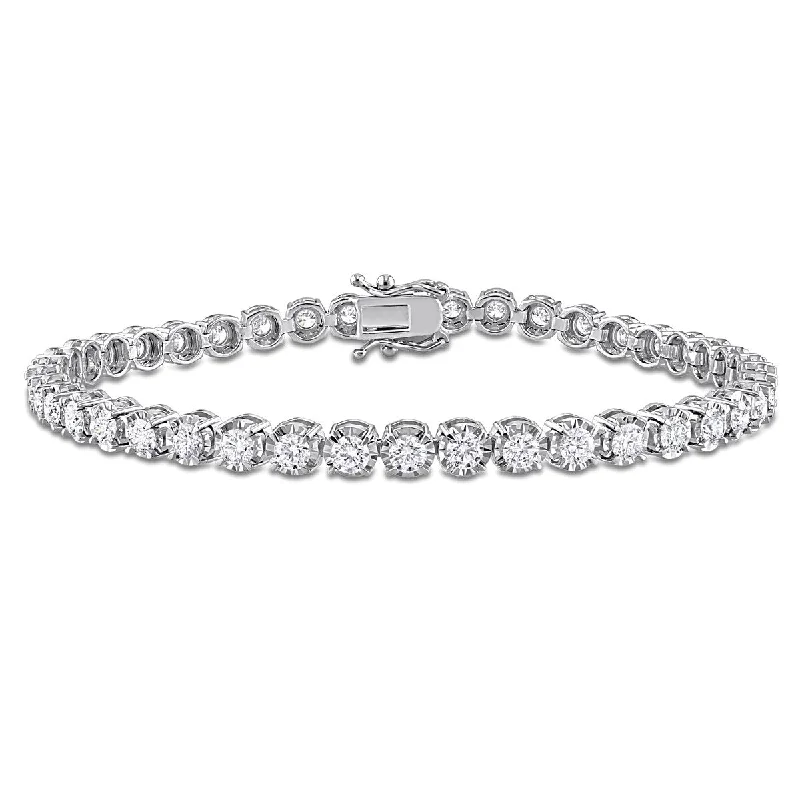 Thick chain bangles-Miadora 3 3/4ct TW Diamond Tennis Bracelet in 14k White Gold