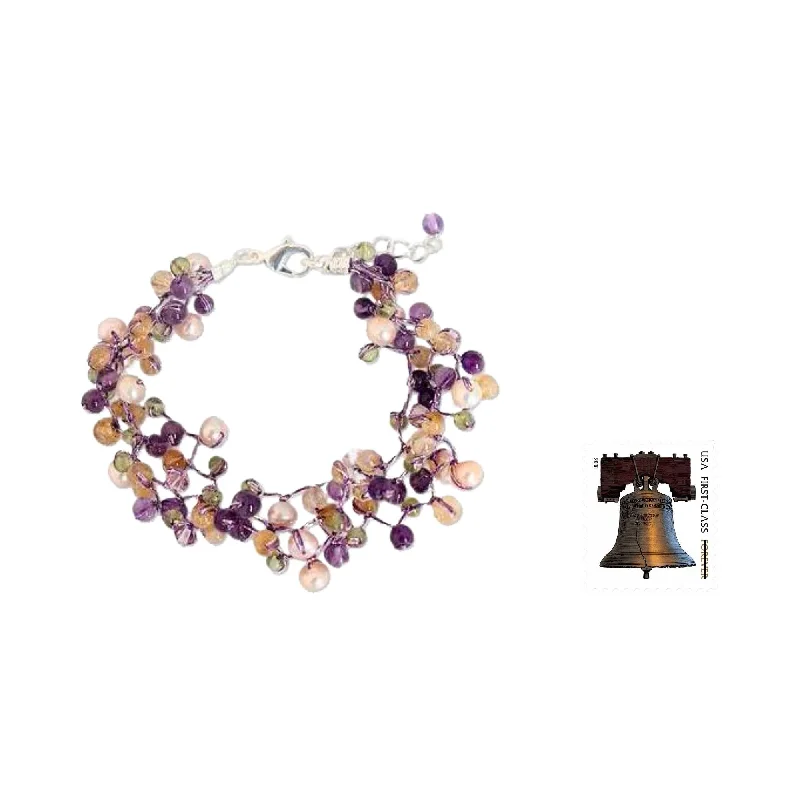 Dove feather bangles-NOVICA Handmade Multi-gemstone 'Mystic Passion' Pearl Bracelet (4-4.5 mm) (Thailand) - Purple