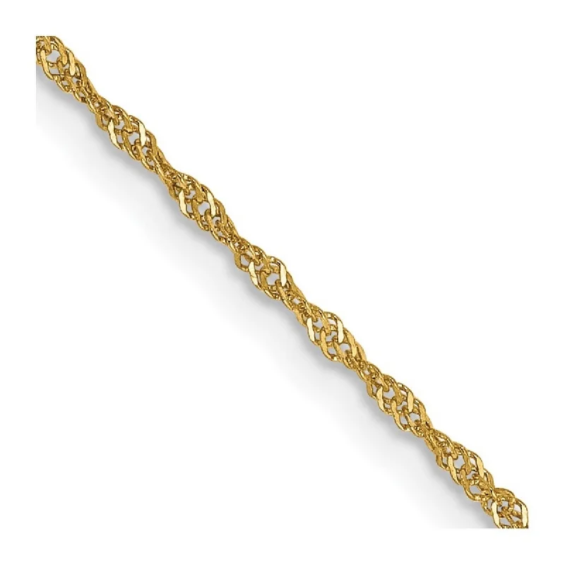 Vintage flair bangles-Curata 14k Yellow Gold Solid Sparkle-Cut 1.10mm Singapore Chain Bracelet - 7 Inch - Spring Ring