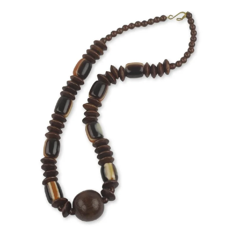 Chic art necklaces-Handmade Sese Wood 'Edinam' Necklace (Ghana)