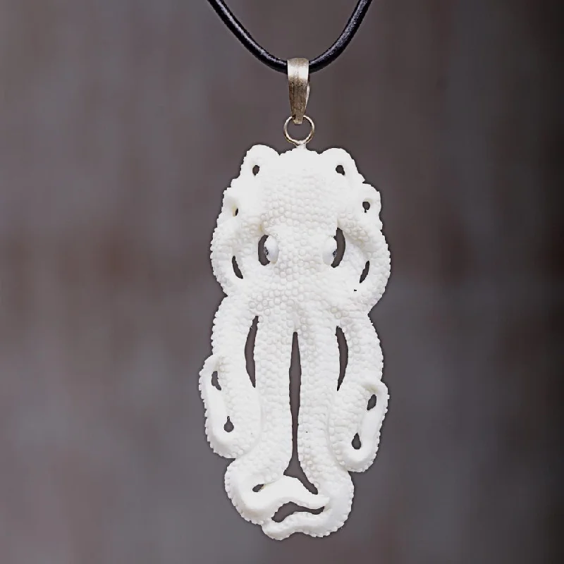 Spirit eye necklaces-NOVICA Handmade Great Octopus Leather Necklace (Indonesia)