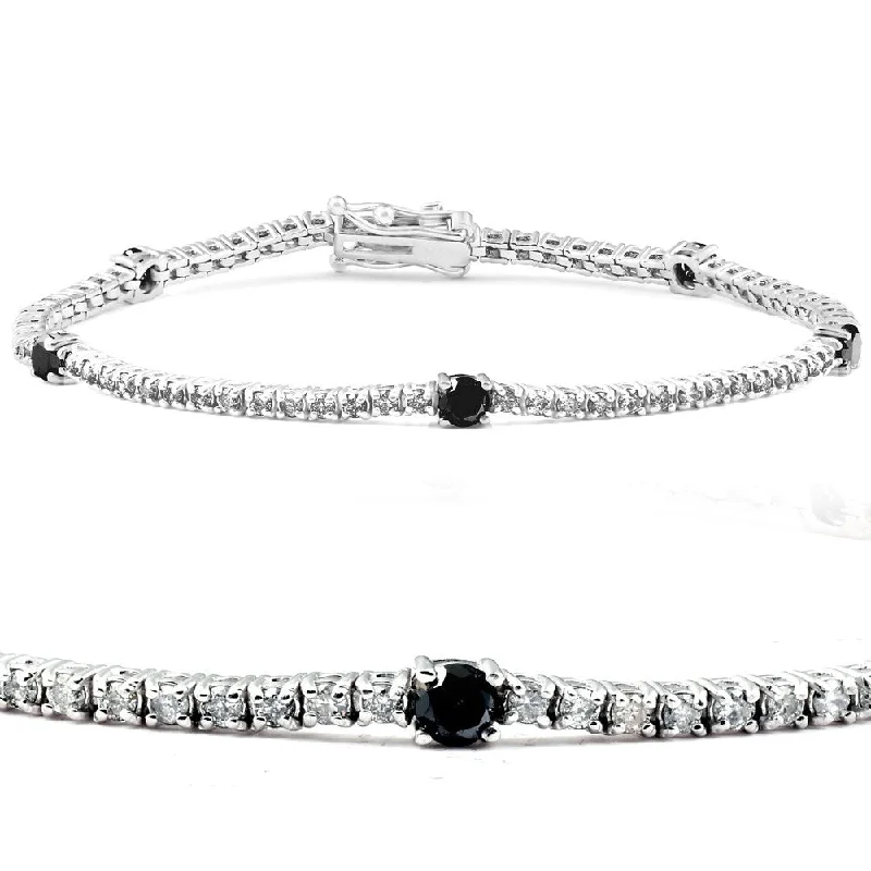 Tri-tone bangles-2 1/4 Ct Black & White Diamond Tennis Bracelet