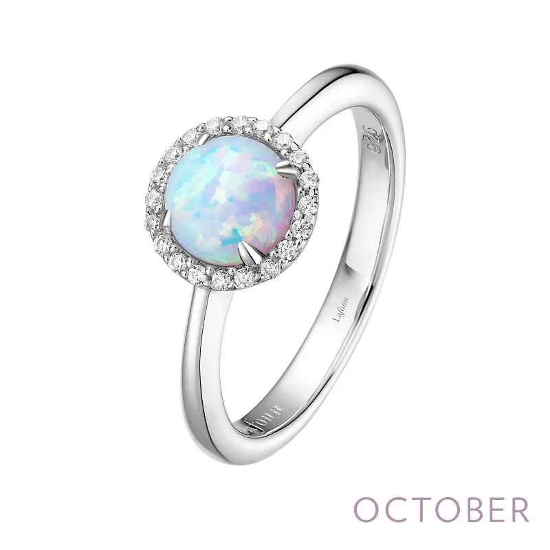 Oval gem engagement rings-Lafonn Simulated Diamond & Opal Birthstone Ring - October BR001OPP