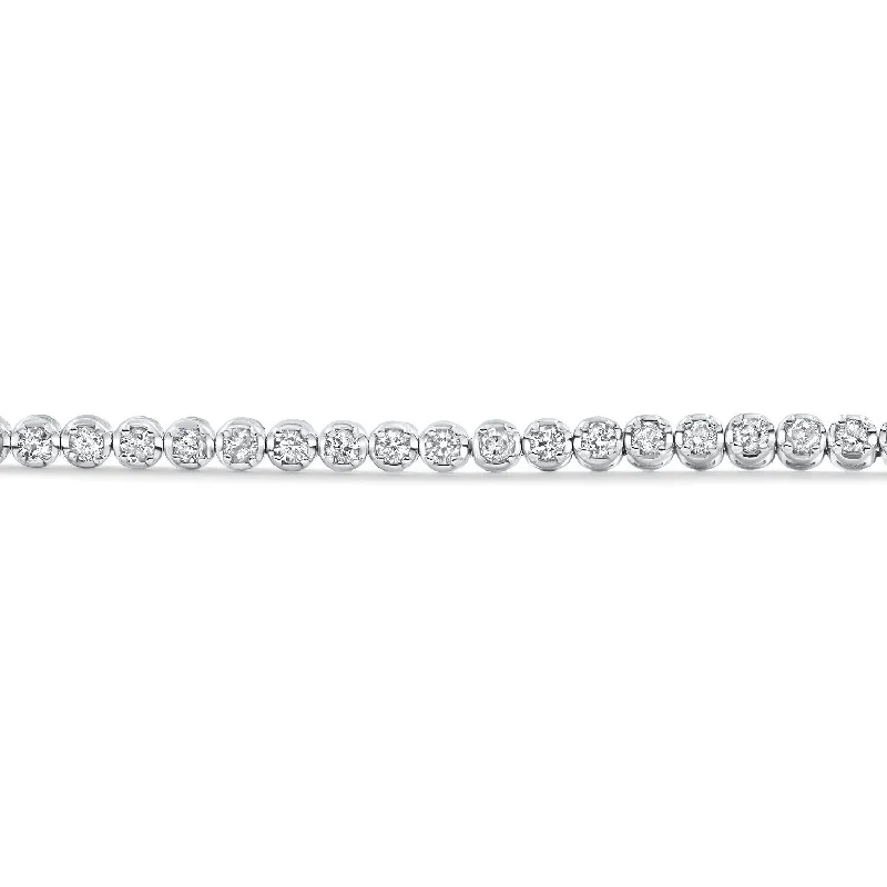 Ruby gem bangles-White Gold 1Ct TW Natural Diamond Tennis Line Bracelet 7"