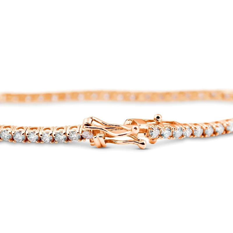 Faith charm bangles-4ct Diamond Tennis Bracelet Rose Gold 7"