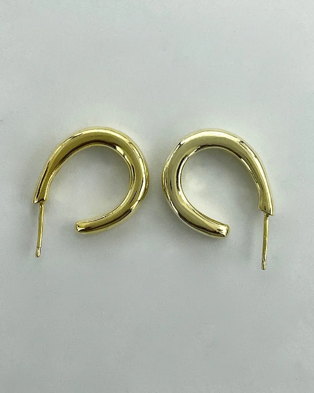 Polished gold earrings-Vaubel Designs Gold Long Hoop